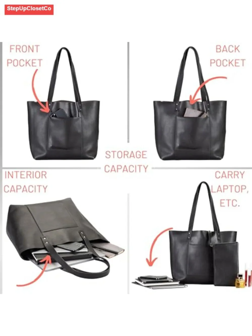 Genuine Leather Tote Bag for Women with Bonus Wristlet